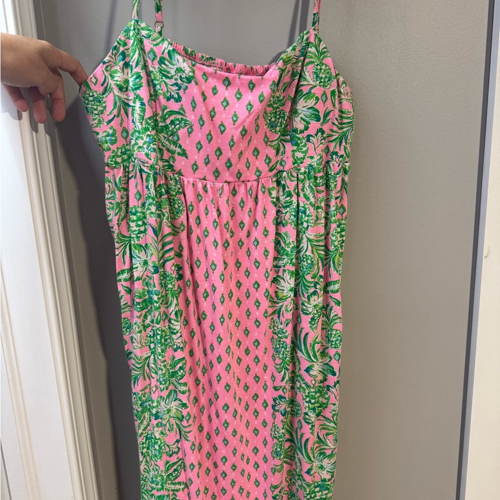 NWOT Lilly Pulitzer Pink and Green Smocked Dress, Size XL